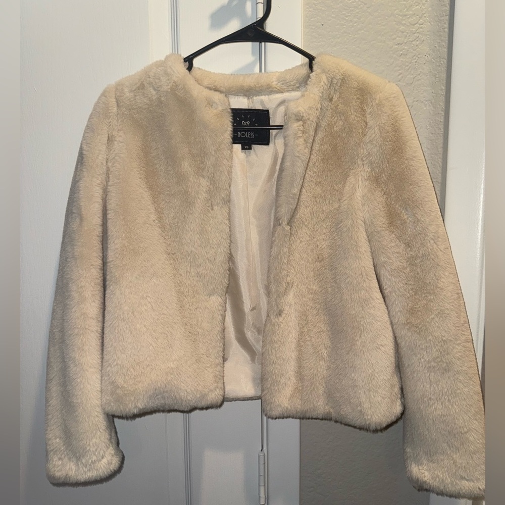 Beige/Tan Faux Fur Jacket